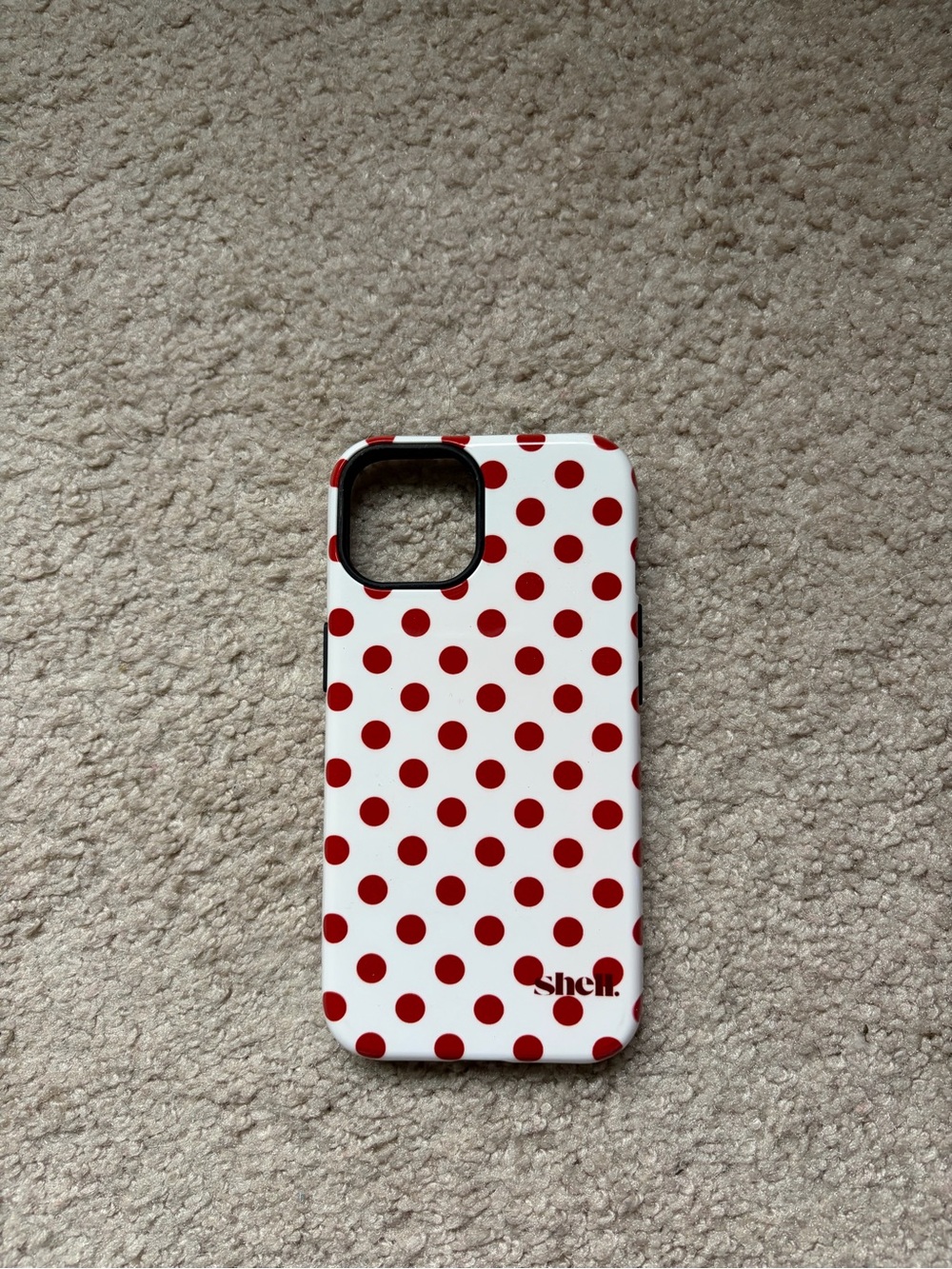 Polka Dot Protective Phone Case in White with Red Dots